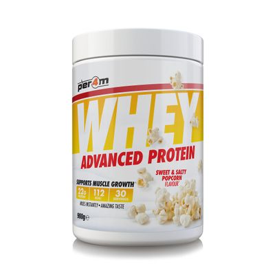 Per4m Whey Protein Powder | High Protein Shake for Muscle Growth & Recovery | Low Sugar Gym Supplement | Sports Nutrition Drink + Amino Acids (900g, Sweet & Salty Popcorn)