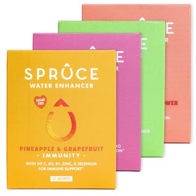 Sugar-Free, Low Calorie Water Enhancer  Hydrate, Support Immunity, Heart, Brain & Bones, Boost Metabolism & Energy with Ginseng & Ginkgo, 4 Flavours  Raspberry, Cherry, Lime, Pineapple, 48 Sachets