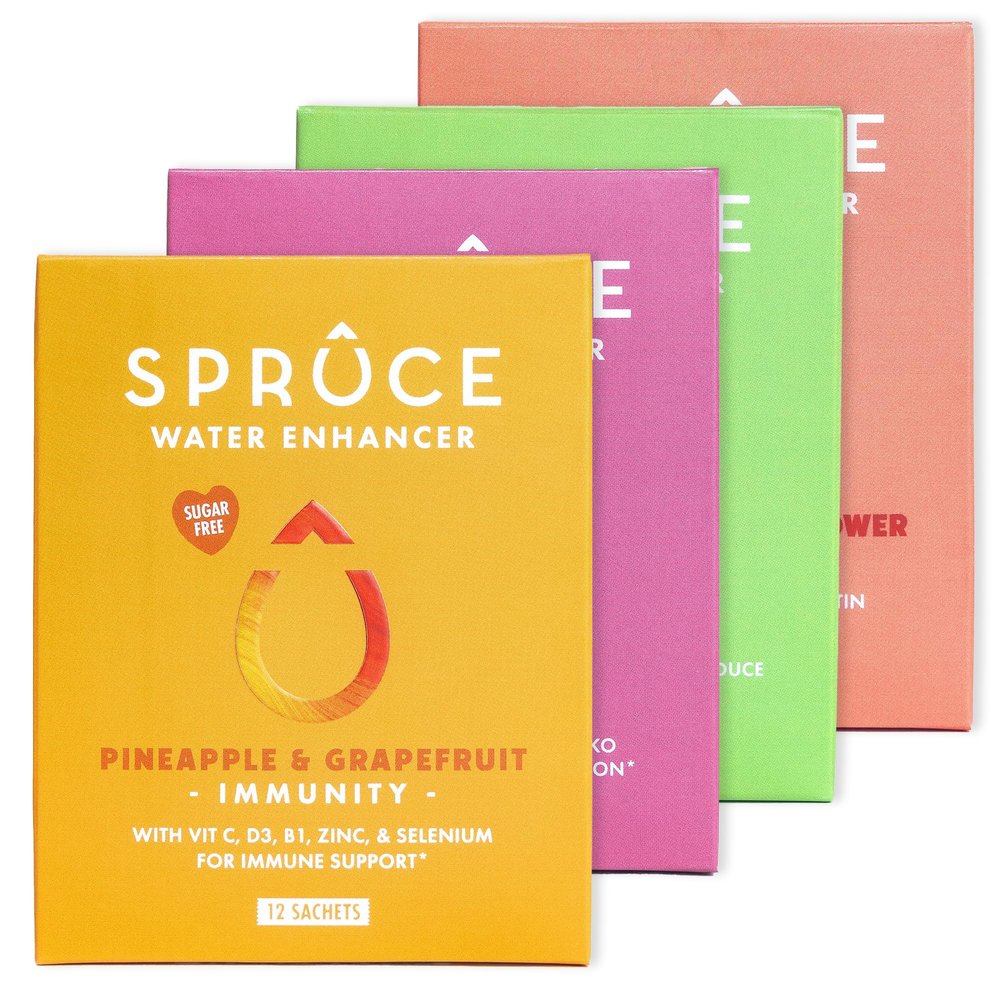 Sugar-Free, Low Calorie Water Enhancer  Hydrate, Support Immunity, Heart, Brain & Bones, Boost Metabolism & Energy with Ginseng & Ginkgo, 4 Flavours  Raspberry, Cherry, Lime, Pineapple, 48 Sachets