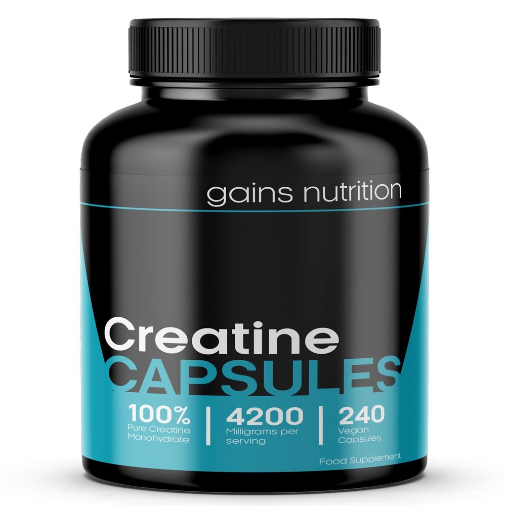 GN Creatine Capsules | 240 Creatine Monohydrate Capsules for Men & Women | High Strength 4200mg Creatine-Monohydrate Per Serving | Non-GMO, Gluten & Filler Free