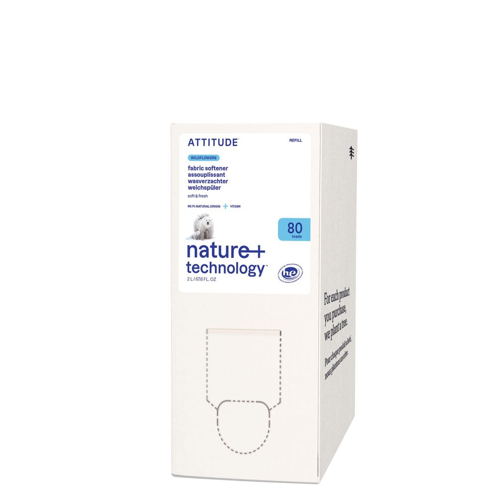 ATTITUDE Liquid Fabric Softener Refill, Plant-Based & Vegan, HE Compatible, Naturally Derived, Wildflowers Scent, 80 Loads, 2 Liter