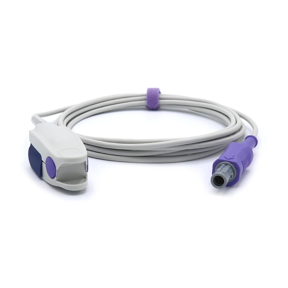 skmeditec Compatible with Comen Spo2 Sensor with digital SpO2 technology, 9.8FT Adult Clip Probe Cable with 6-pin 40 keyed Connector, Replacement Cord