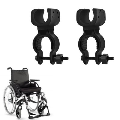 2pcs Walking Stick Holder,Walking Stick Rack for Wheelchair,Drive Rollator,Walker,Universal Crutches Stick Bracket Accessories for Elderly Walkers Wheelchairs Electric Scooters Mountain bikes(Black)