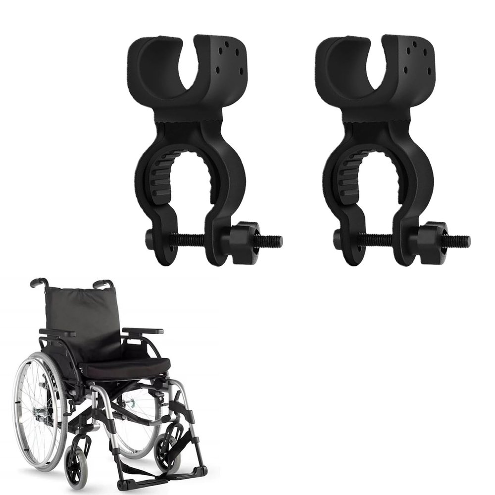 2pcs Walking Stick Holder,Walking Stick Rack for Wheelchair,Drive Rollator,Walker,Universal Crutches Stick Bracket Accessories for Elderly Walkers Wheelchairs Electric Scooters Mountain bikes(Black)