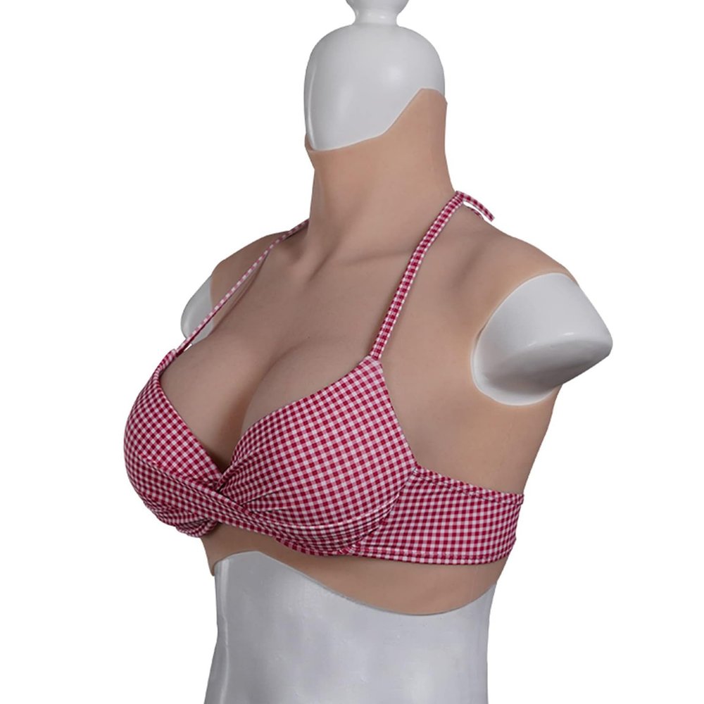 HUANQIN Simulation Boob Fake Breasts False Breasts False Boobs Silicone Filled C Cup, Realistic Silicone Breastplate Artificial Fake Boobs, Fake Boobs, Silicone Breast Simulation Breast, Ivory