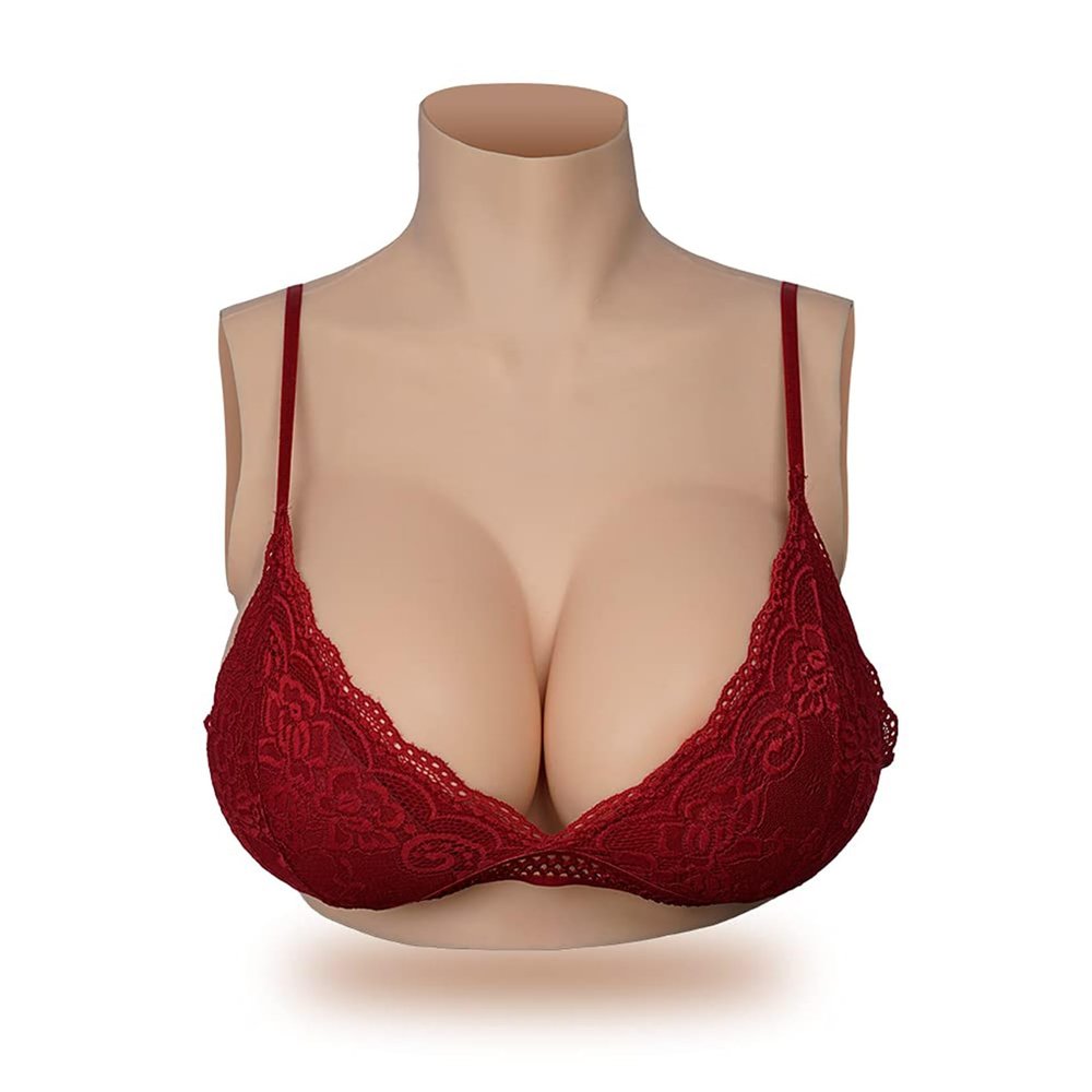 HUANQIN Breastplate Breastform Fake Breasts Silicone Breastplate Cotton Filled G Cup, Costume Breasts Cosplay Boobs Breast Fake Breasts, Silicone Breastplate Realistic Transgender, Ivory