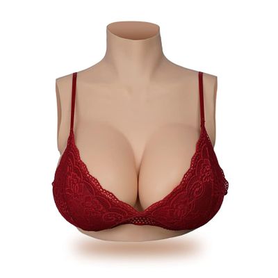 HUANQIN Simulation Boob Fake Breasts False Breasts False Boobs Silicone Filled K Cup, Drag Queen Transgender Cosplay Realistic Breastplate, Fake Breasts for Cosplay Silicone Cosplay Boobs, Ivory