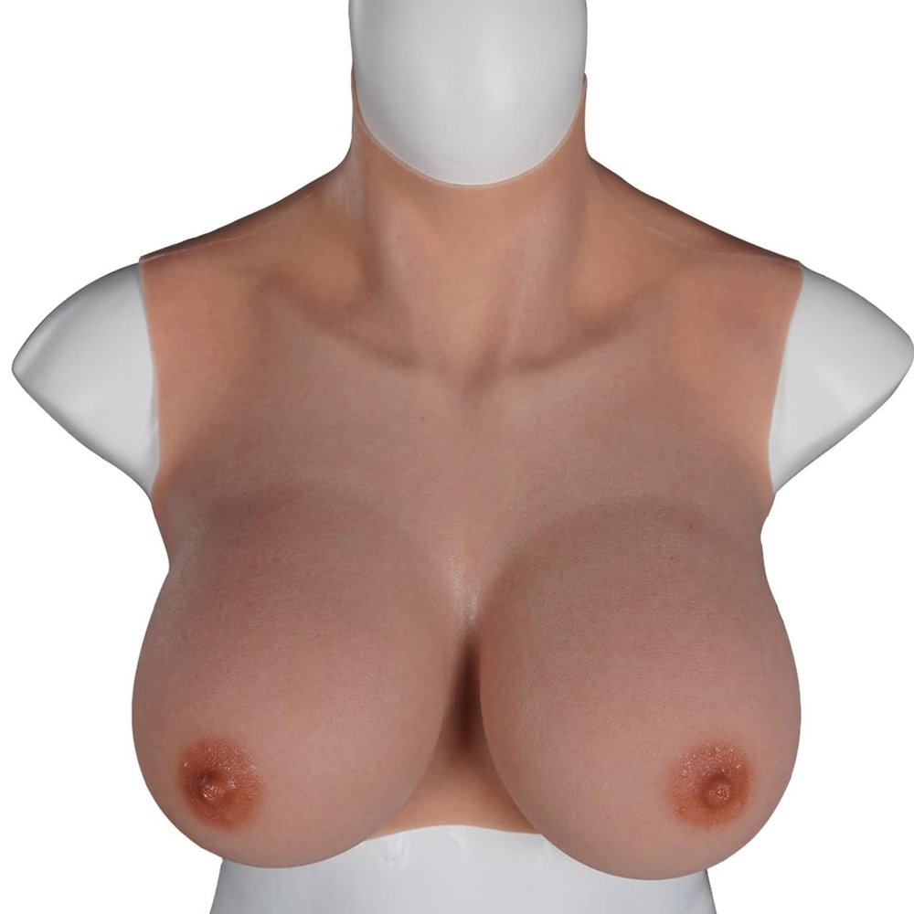 HUANQIN Simulation Boob Fake Breasts False Breasts False Boobs Silicone Filled K Cup, Faux Silicone Breast, Silicone Liquid Mammary Prosthesis, Realistic Fake Boobs Prosthesis Breasts, Asian Yellow