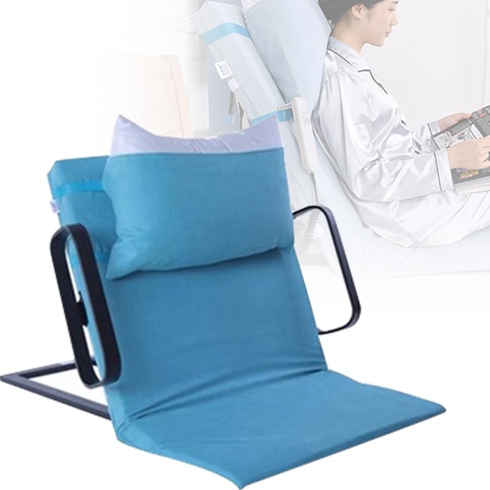 MLYYYDSS Portable Adjustable Neck Head and Lumbar Support for Sitting Backrest, Electric Lifting Bed Backrest, Electric Bed Backrest, for Elderly,Blue