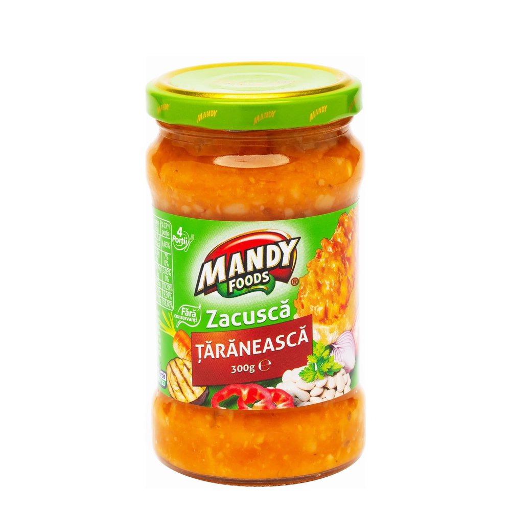 Mandy Zacusca Taraneasca 250g | Peasant Zacusca Jarred Cooked Food | Ideal Condiment Chutneys, Pickles, Fresh Bread & Savoury Biscuits | Elevate Snacking & Mealtime (ZACUSCA TARANEASCA 300g, 1 Pack)
