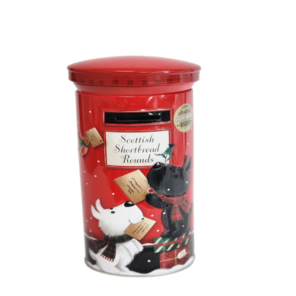 Scrumptious Scottish Shortbread in Festive Shapes: Telephone Booth & Santa Bus (Round Shortbread Box)