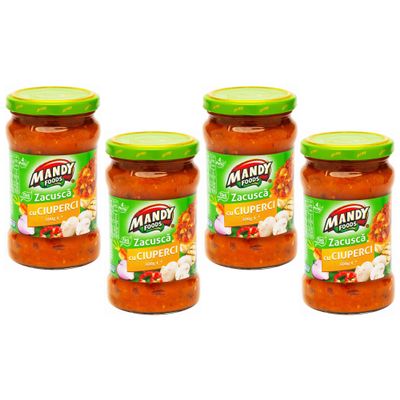 Mandy Zacusca Ciuperci 250g | Mushroom Zacusca Jarred Cooked Food | Ideal Condiment Chutneys, Pickles, Fresh Bread & Savoury Biscuits | Elevate Snacking & Mealtime (Mushroom Sauce 300g, 4 Pack)