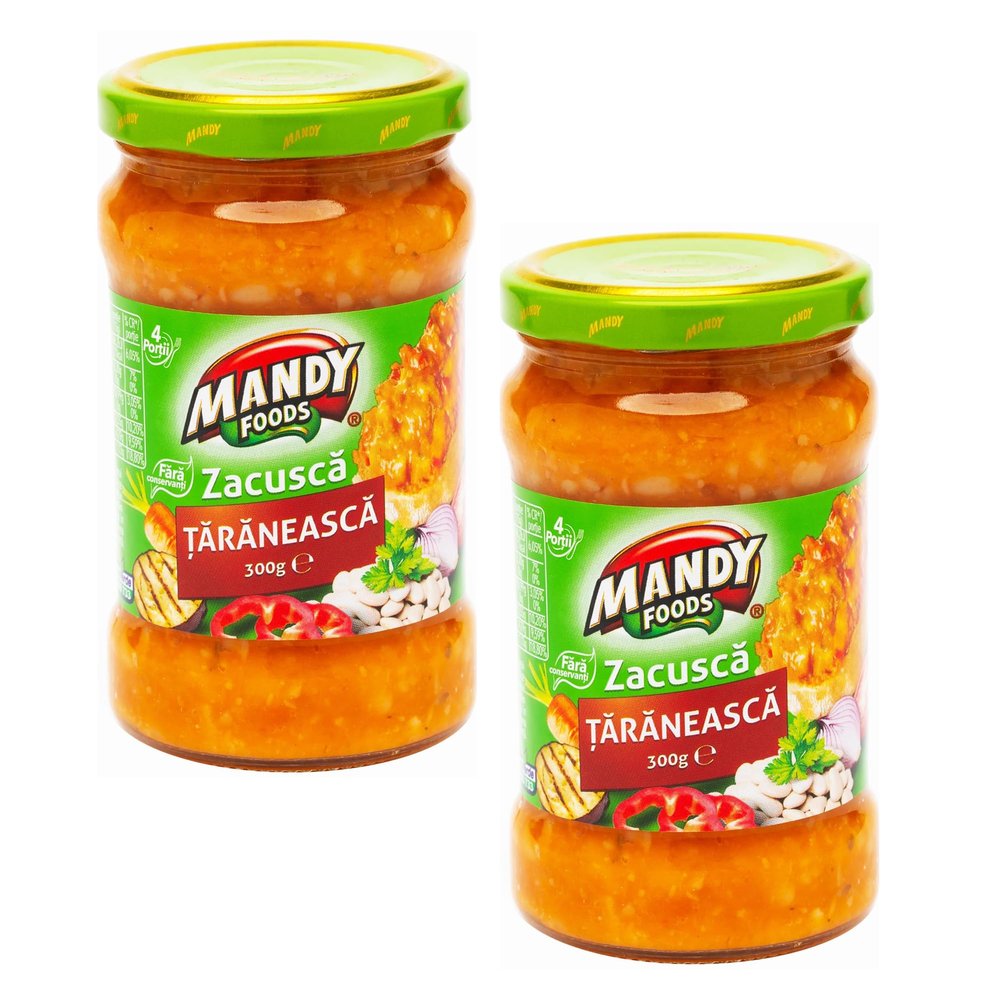 Mandy Zacusca Taraneasca 250g | Peasant Zacusca Jarred Cooked Food | Ideal Condiment Chutneys, Pickles, Fresh Bread & Savoury Biscuits | Elevate Snacking & Mealtime (ZACUSCA TARANEASCA 300g, 2 Pack)