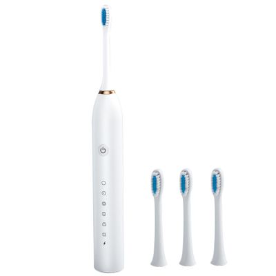Electric Toothbrushes Adults Rechargeable Toothbrush with 4 Brush Heads and 6 Cleaning Modes Low Noise Waterproof Electric Toothbrush Smart Timer for Women Men Gift White