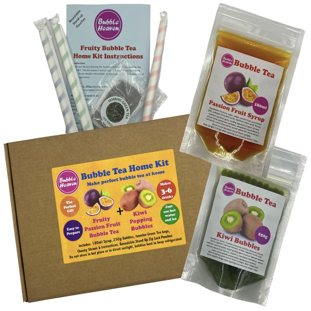 Fruity Passion Fruit with Kiwi Popping Bobas Bubble Tea Kit 3 to 6 Drinks