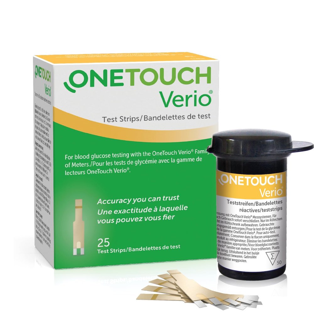 OneTouch Verio Test Strips I 25 Tests I for Blood Glucose Monitoring with Diabetes I 1 Pack I 25 Test Strips Included