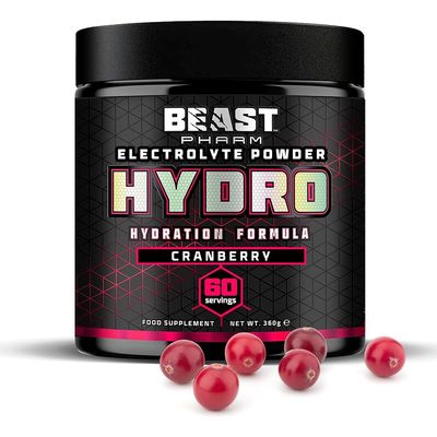 Beast Hydro Electrolytes Powder - 60 Servings Keto Hydration Drinks with Potassium Supplement - 360g, Cranberry
