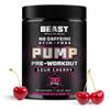 Beast Pump Non Stim Pre Workout Powder with L Citrulline - 30 Servings - Stim Free Zero Caffeine - Energy & Performance Preworkout - Sour Cherry view 1
