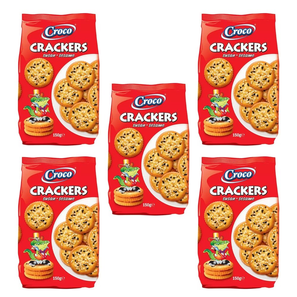 Croco Crackers Biscuiti Branza 400g | Romanian Traditional Perfectly Baked Crunchy Snack | Movie Night or Kids Parties | Delicious & Nutritious | Energy Boost (Crackers Biscuiti Branza 400g, 5 Pack)