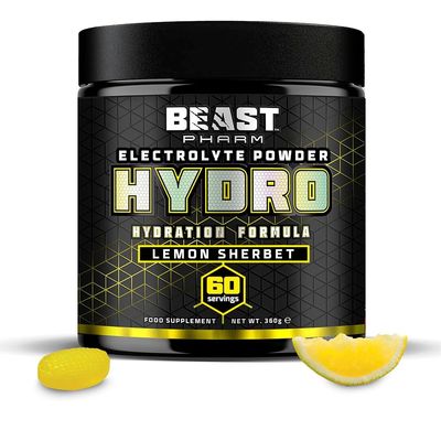 Beast Hydro Electrolytes Powder - 60 Servings Keto Hydration Drinks with Potassium Supplement - 360g, Lemon Sherbet