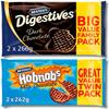 Mcvities Biscuits Multipacks - McVities Digestives Biscuits Dark Chocolate 2x266g and McVitie's Hobnobs Biscuits The Oaty One Milk Chocolate 2x262g Bundled | Great Deal | Sold by ESSENTIAL PRODUCTS view 1