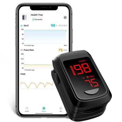 Blood Oxygen Monitor Bluetooth Pulse Oximeter, HOLFENRY Oxygen Monitor finger Adults CE Approved With App checking Heart Rate/Blood Oxygen Saturation Level/ SpO2 PI PR
