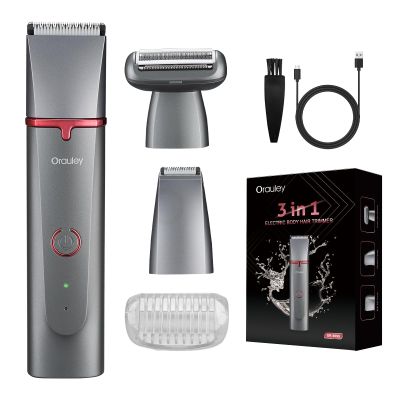 Bikini Shaver for Women, 3-in-1 Electric Lady Clipper Pubic Hair Shaver-Painless Hair Removal Groomer Kit Rechargable Electric Razors for Women with 3 Shaver Heads, IPX7 Waterproof