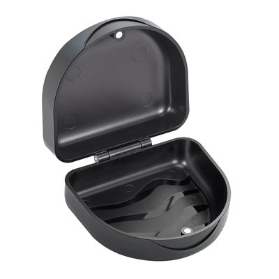 Heveer Retainer Case Denture Box Round Dental Retainer Box Braces Case for Invisable Aligner Mouthguards Braces Dentures Black