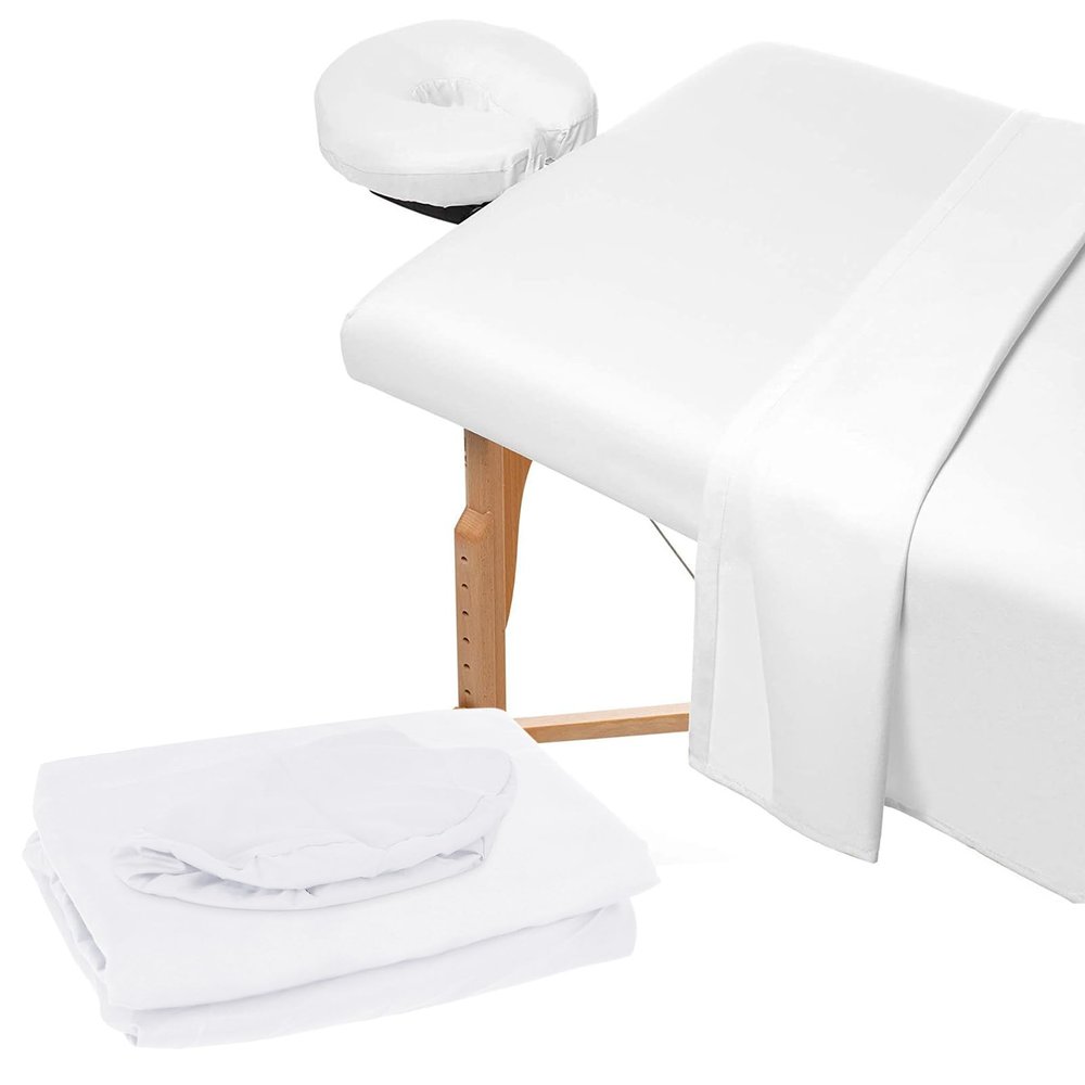 3PCS Microfiber Massage Table Sheet Set,Beauty Massage Bed Cover Polyester Fibre Massage Couch Cover,Premium Facial Bed Cover,Includes Flat,Fitted Sheets and Face Cradle Cover,for Beauty Salon Spa