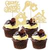24Pcs Sweet Home Cupcake Toppers Glitter Key Housewarming Cupcake Pick Decorations for Welcome New Home Theme Party Cake Decorations Supplies Gold view 1