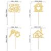 24Pcs Sweet Home Cupcake Toppers Glitter Key Housewarming Cupcake Pick Decorations for Welcome New Home Theme Party Cake Decorations Supplies Gold view 2