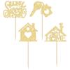 24Pcs Sweet Home Cupcake Toppers Glitter Key Housewarming Cupcake Pick Decorations for Welcome New Home Theme Party Cake Decorations Supplies Gold view 3