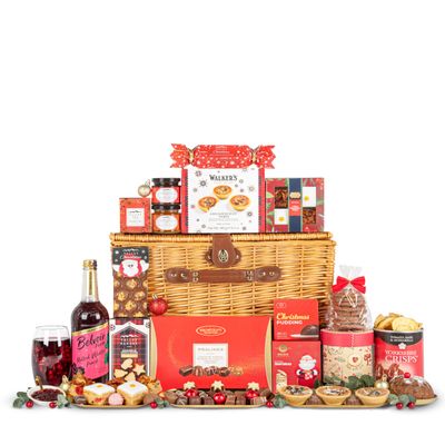 Happy Christmas Basket Luxury Festive Food Hamper with Family & Couple Treats