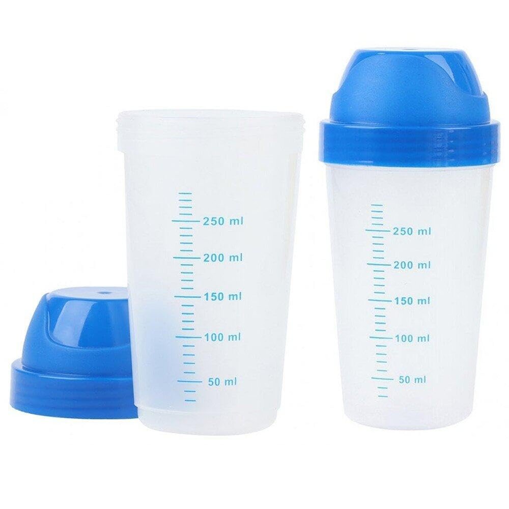 Bemvp 2pc 300ml Transparent Shaker Bottle Milkshake Protein Powder Mixing Bottle Shake Cup Practical Water Bottle Drinkware
