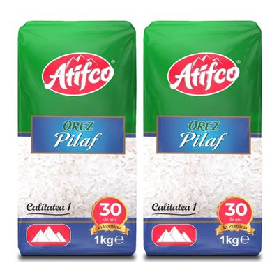 Atifco Orez Pilaf White Rice 1Kg | Long Grain White Rice | Fluffy and Flavorful Side Dish | Grown in Romania | Ideal for Stir Frys, Salads & Currys | Pack of 2