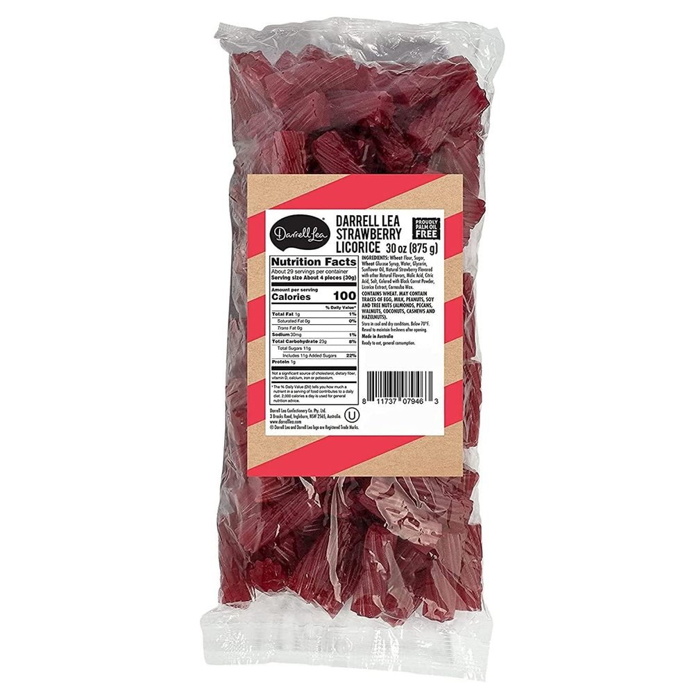 Darrell Lea Liquorice Strawberry Twist Bulk - Mouthwatering & Soft Liquorice - Perfect for Sweets Gift Box - Vegetarian Sweeties - 875 grams
