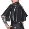 IDDSI Black Sexy Latex Cloak with Button Front Mini Cloak Rubber Robe Top,Orange,XL view 3
