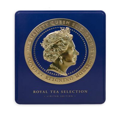 Ahmad Tea London Gifts | Tea Selection Cameo Blue Caddy | Gift | London & English Souvenirs | 32 Teabag Sachets | 4 Flavours