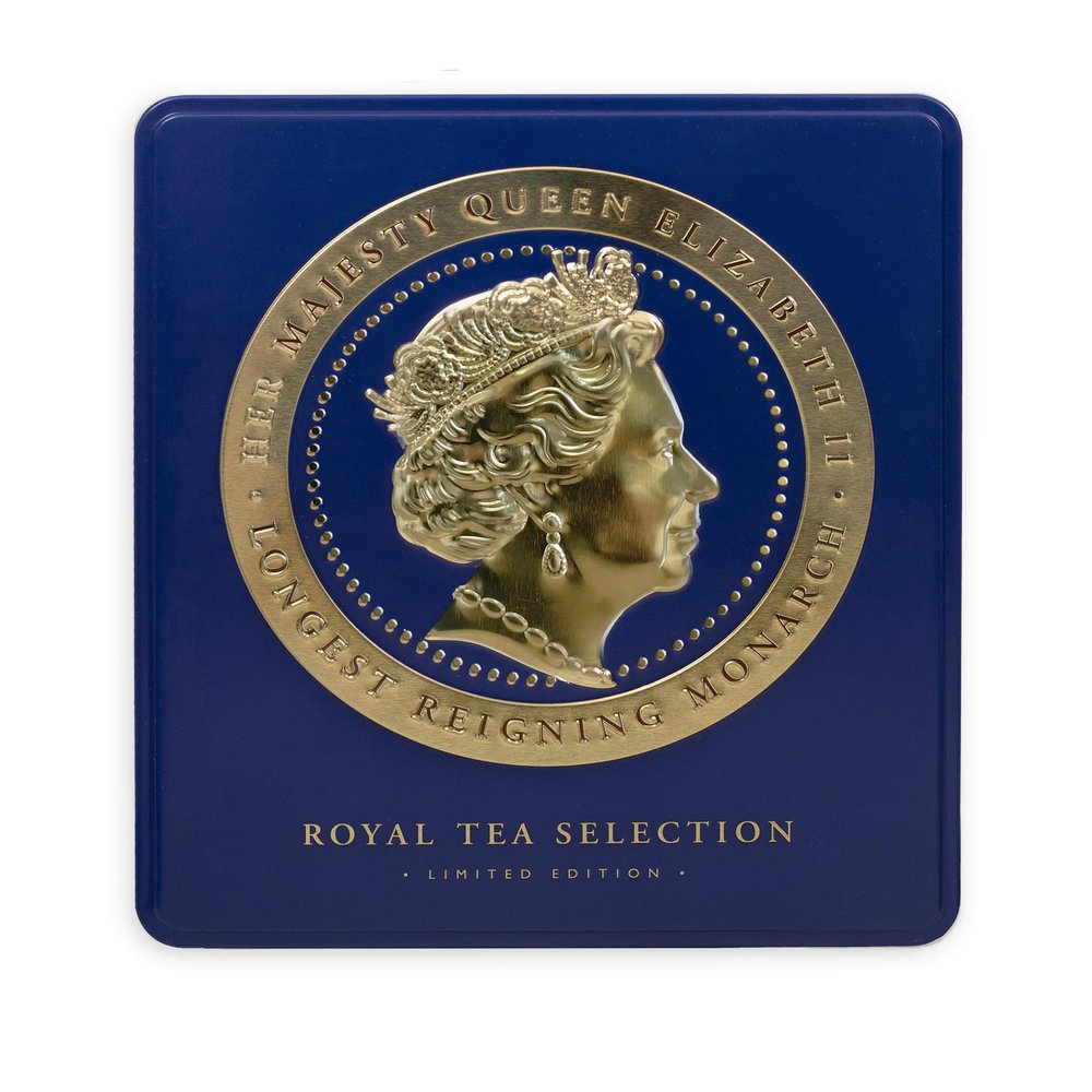 Ahmad Tea London Gifts | Tea Selection Cameo Blue Caddy | Gift | London & English Souvenirs | 32 Teabag Sachets | 4 Flavours