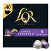 L'OR Espresso Lungo Profondo Coffee Pods x40 Intensity 8 (Pack of 1, Total 40 Capsules) view 1