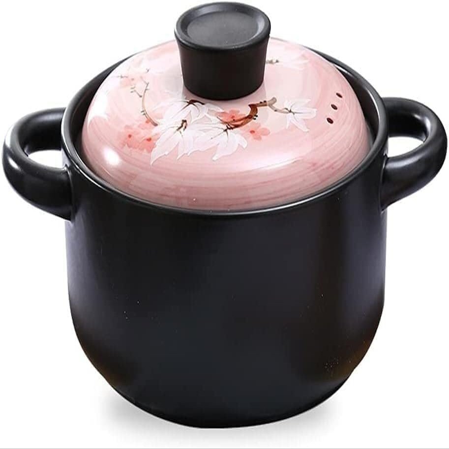 AteEco Black Heat-Resistant Casserole Health Ceramic Soup Casserole Pot Stew Cookware Ceramic Stew Cooker heatproof (Color : Pink, Size : 4L)