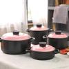 AteEco Black Heat-Resistant Casserole Health Ceramic Soup Casserole Pot Stew Cookware Ceramic Stew Cooker heatproof (Color : Pink, Size : 4L) view 3