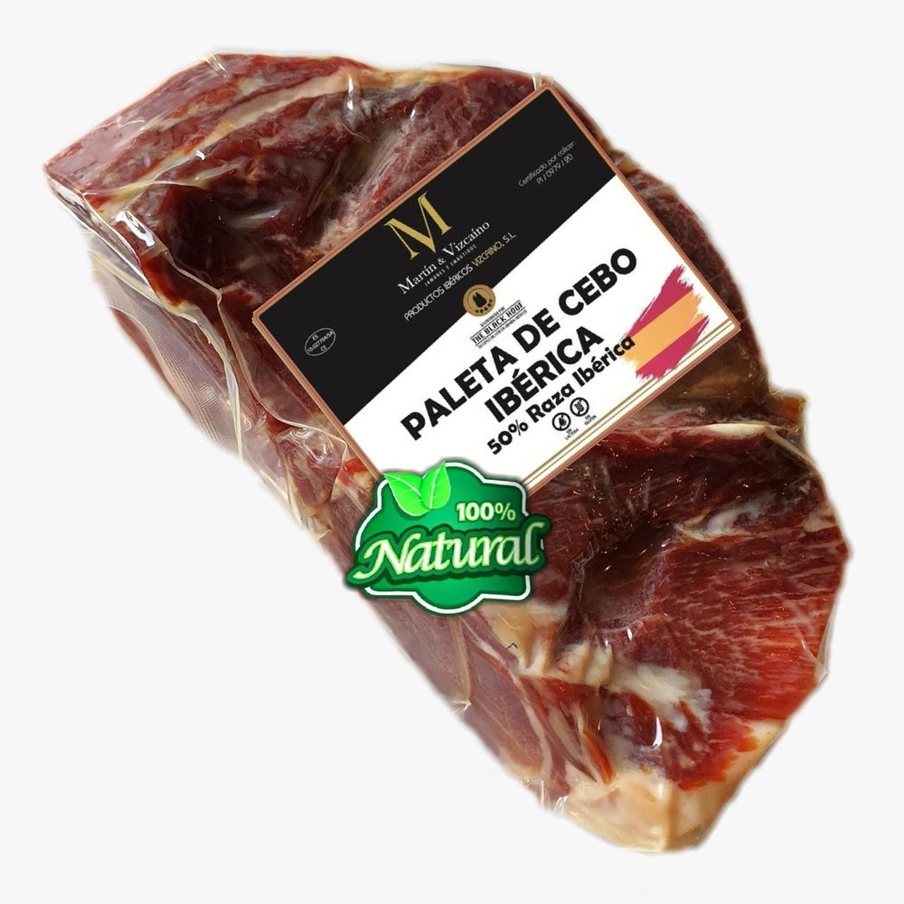 1 Kg Boneless Iberico Ham Shoulder Pata Negra - from Free Range Iberico Pigs Raised in Dehesas and 100% Natural Curation Process - Spanish Jamon Iberico - Paleta Iberica Deshuesada