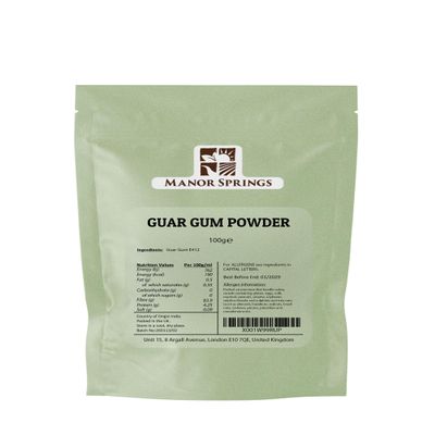 Guar Gum Powder 100g  Natural Thickener, Stabiliser & Emulsifier by Manor Springs