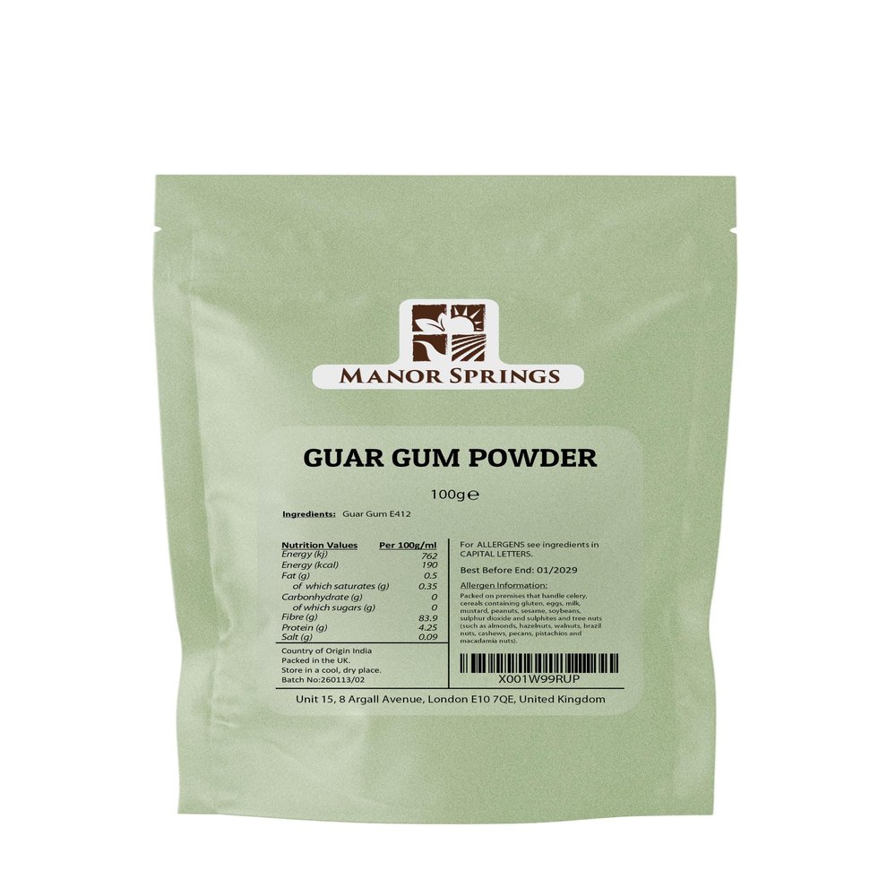 Guar Gum Powder 100g  Natural Thickener, Stabiliser & Emulsifier by Manor Springs