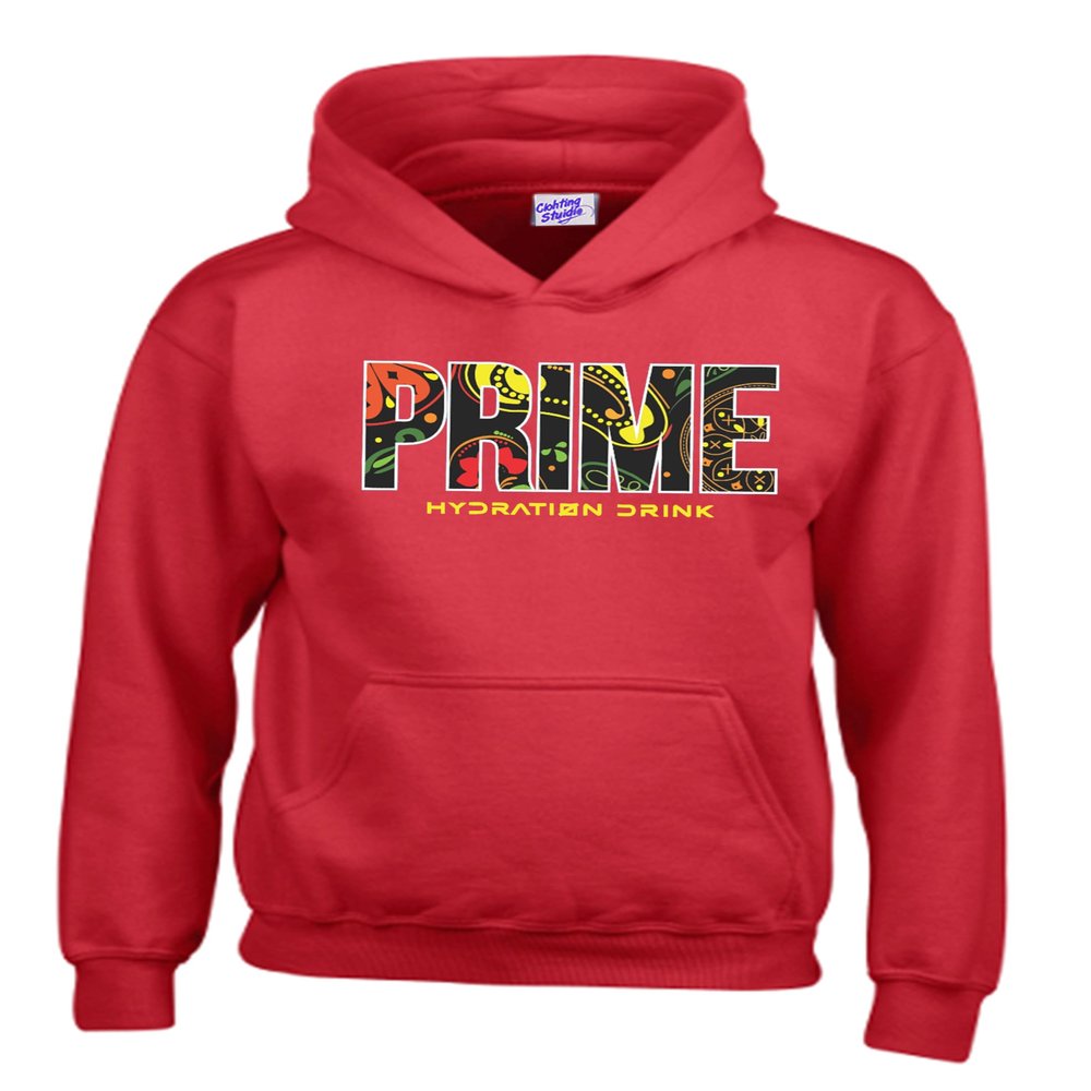 RADIANCE Funny Printed Prime Drink Hydration Flavour Logan Paul KSI kids and Adult Hoodies Red
