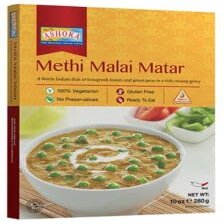 Ashoka Methi Malai Matar - 280g (Pack of 10) - Authentic Indian Creamy Fenugreek Peas Curry | Ready-to-Eat | No Preservatives | Family Pack