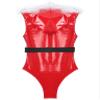 Aiihoo Sexy Santa Costume for Adult Women Sleeveless Wetlook Leather Catsuit Mrs Claus Role Play Outfits Red M view 4