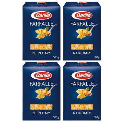 Barilla Farfalle Pasta 500g | Durum Wheat Short Pasta | Authentic Authentic Italian Taste | GMO Free | Create Delicious Pasta Meals | Pack of 4