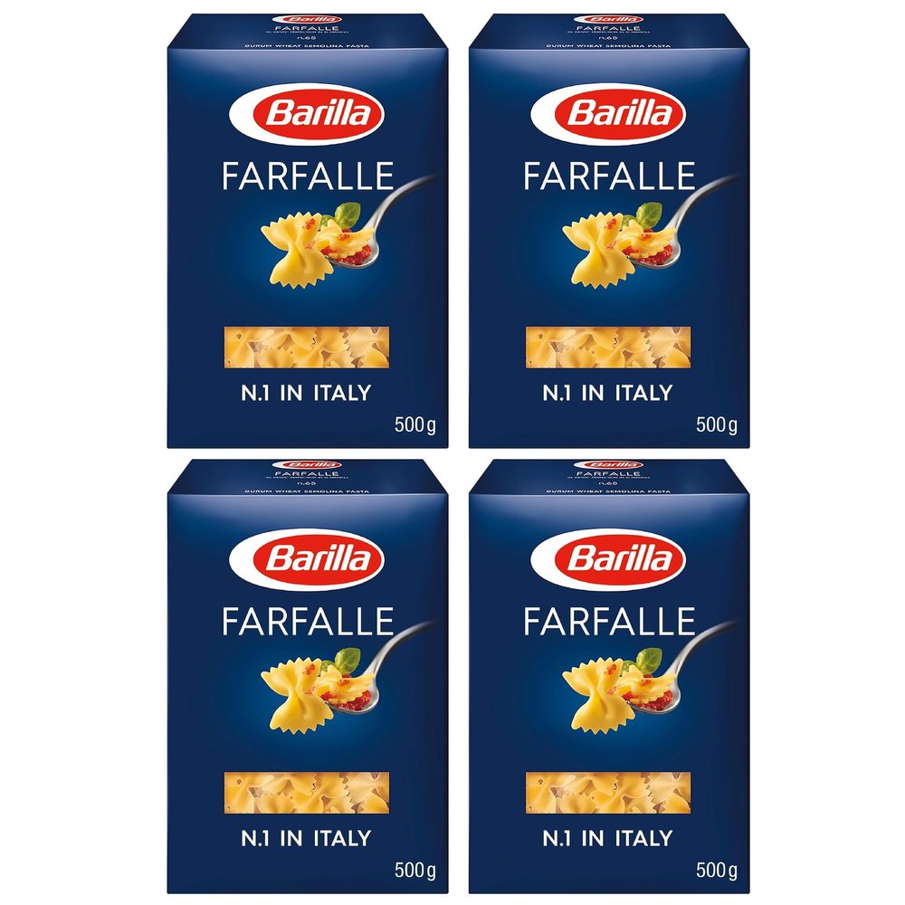 Barilla Farfalle Pasta 500g | Durum Wheat Short Pasta | Authentic Authentic Italian Taste | GMO Free | Create Delicious Pasta Meals | Pack of 4